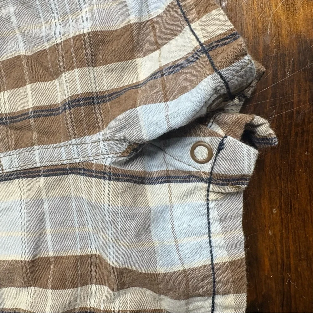 Sonoma Blue‎ Abd Brown Plaid Short Overalls Size 3-6 Months